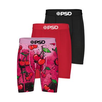 Boxershorts PSD "3 PACK - CHERRY DRIP Herren", Herren, Gr. M, bunt (multi), 90% POLYESTER, 10% ELASTHAN, Unterhosen