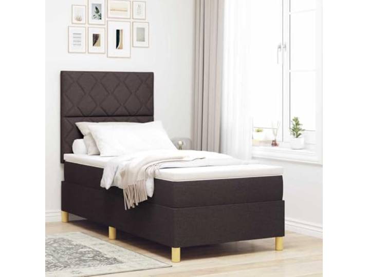 LED Beleuchtung Modernes Design Boxspringbett Dunkelbraun 100 x 200 cm LED Boxspringbett mit Matratze Dunkelbraun 100x200 cm Stoff Bett mit RGB LED Beleuchtung verstellbares Kopfteil