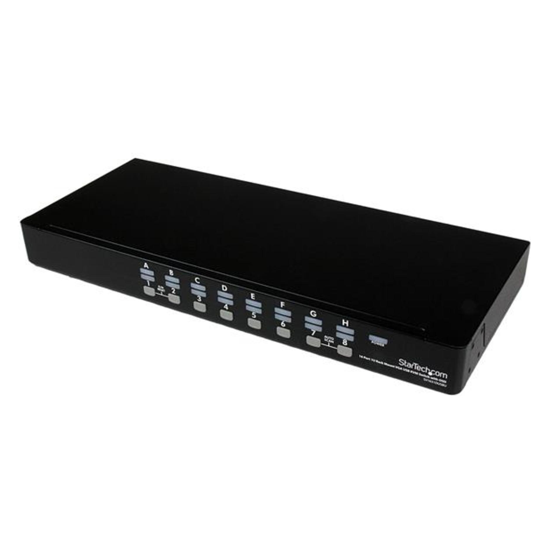 StarTech 16 Port 1HE USB VGA KVM Switch mit OSD zur Rack-Montage - 16-fach Rackmount KVM Umschalter - Schwarz (SV1631DUSBU)