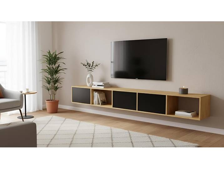 Modernes Regal mit Wandhalterung Eiche Natur geölt