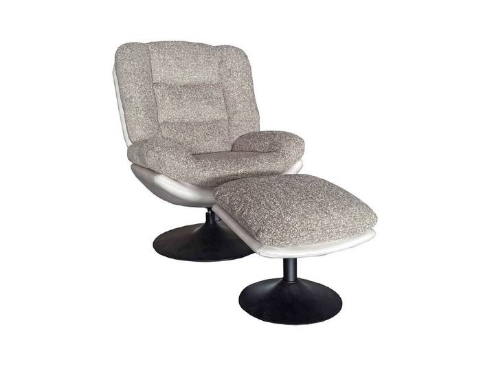 dasmöbelwerk Drehsessel Relaxsessel mit Hocker Palermo Drehsessel Loungesessel Webstoff Beige