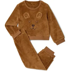 Tchibo - Kinder-Fleece-Pyjama - Kinder - Gr. 122/128 - dunkelbraun