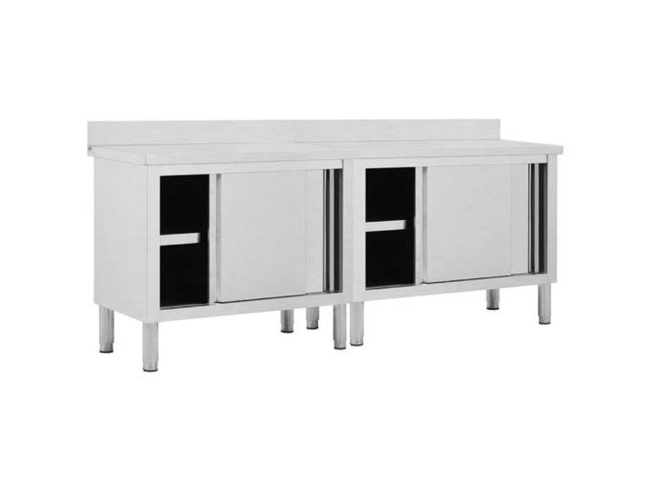 MMCZ Table de préparation/Plan De Travail - Tables avec portes coulissantes 2 pcs 200x50x(95-97) cm Inox@9682068@