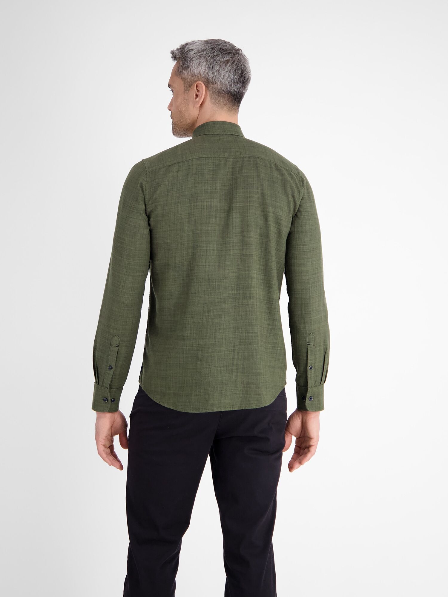 Langarmhemd LERROS "Herrenhemd, Fancy-Twill", Herren, Gr. XL, Normal- und Kurzgrössen, grün (nordic olive), 65% Baumwolle, 35% Lyocell, Hemden Langarmhemd nordic olive XL, Normal- und Kurzgrössen
