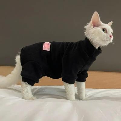 Uplift Essentials 4 Legged Warm Fleece Loungewear Jumpsuit For Cats black m