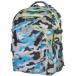 Wheel-Bee LED Schulrucksack GenerationZ, Camouflage blue