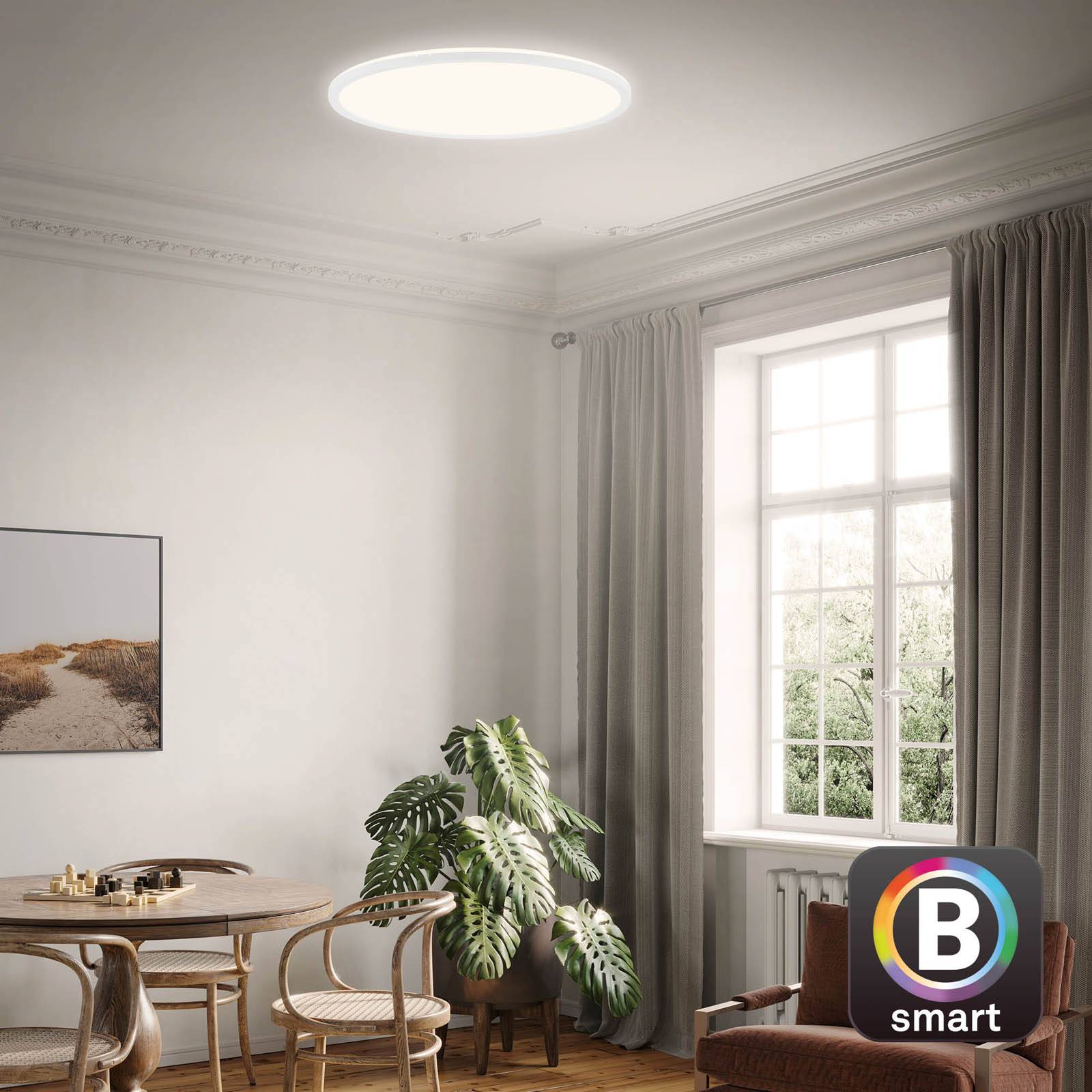 Briloner Smart Ceiling Light Slim S, dimmable, White / opal, Kitchen, Plastic, Modern