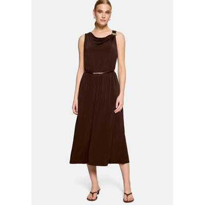 Midikleid ZERO "Damen mit Schnalle", Damen, Gr. 40, Normalgrößen, braun (chocolate plum), Jersey, Obermaterial: 5% Elasthan, 95% Polyester, A-Linie lang, Wasserfallausschnitt, Kleider Midikleid, Schnallen