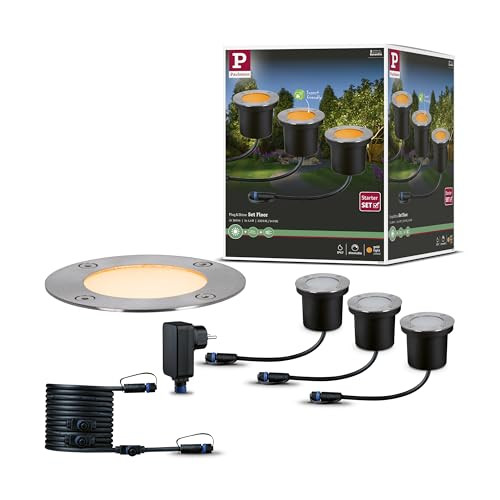 Paulmann Plug & Shine LED grondinbouwlamp set voor tuin en terras, warm wit, IP67, grijs/goud/zwart