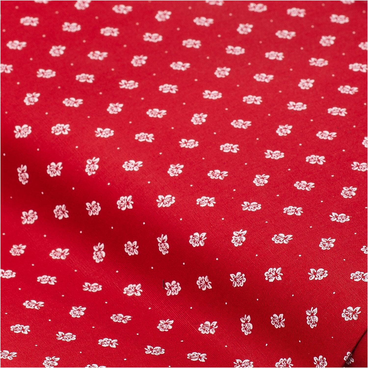 Baumwoll-Trachtenstoff "Blümchen", rot