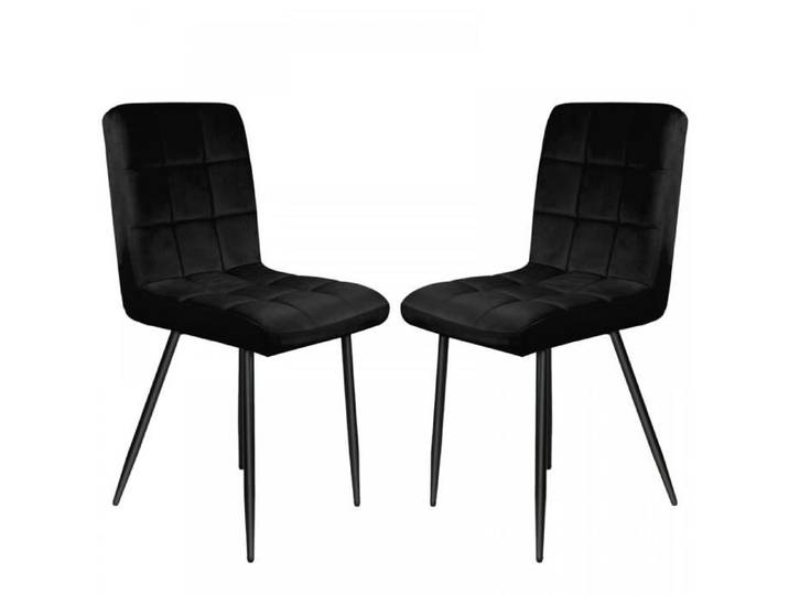 Lot de 2 Chaises de Salle à Manger Velours - Chaise de Cuisine épaisses Rembourré - Design en Damier - Noir - LVHCMFOHM