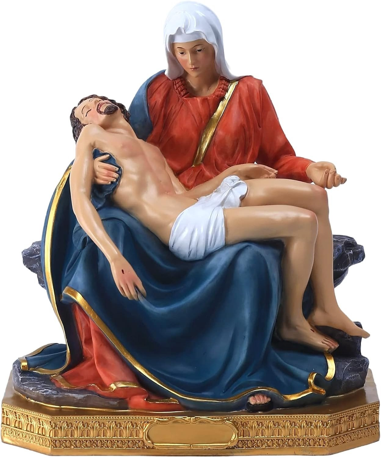 La Pieta beeldhouwwerk van Maria en Jezus, religieuze decoratie voor op tafel