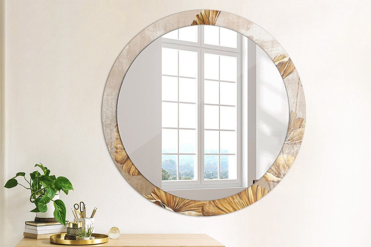 Coloray Bedrukte Spiegel met Boho Bladeren Decoratie - Geel - 90 cm