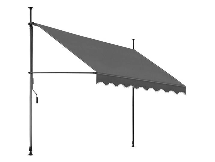 tectake Klemmmarkise MIT Handkurbel, wasserabweisend, schwarz/grau, Schwarz, Grau, Rechteckig, 300x304x180 cm, Sonnenschutz