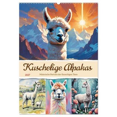 Kuschelige Alpakas (Wandkalender 2027 DIN A2 hoch), CALVENDO Monatskalender