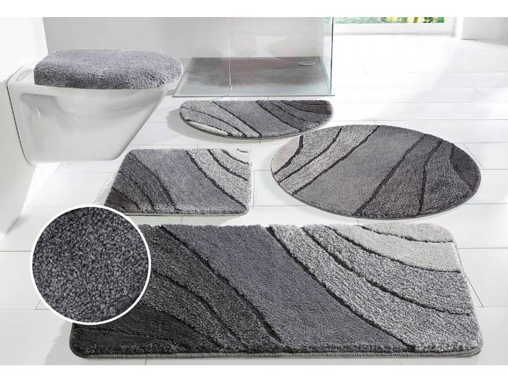 Badematte GOODPRODUCT Josie, Badvorleger, Badezimmer Teppich Gr. 7, grau (verlauf anthrazit), H:20mm, Polyester, Badematten, Badematte, Badteppich, Badematten, rechteckig, rund & als 3-tlg. Set erhältlich