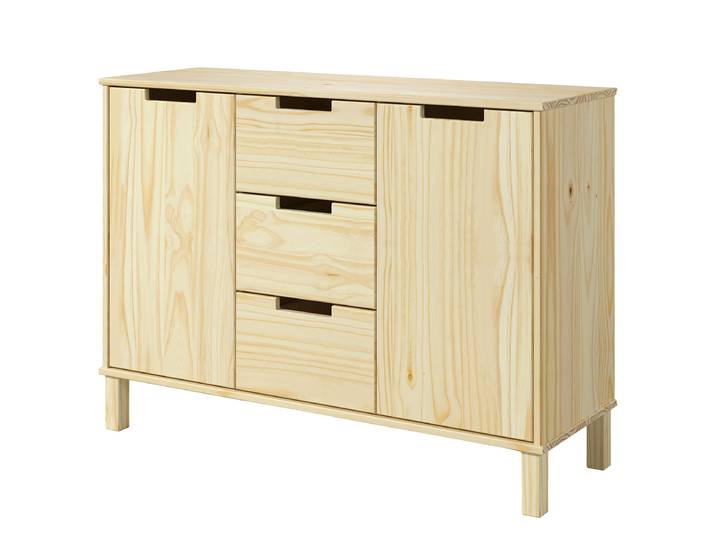 Enfilade en bois massif 110 x 80 x 38cm Bois/Beige