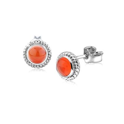 Paar Ohrstecker NENALINA "Karneol Geburtsstein Juli Trend 925 Silber", orange, Ohrringe, Damen, onesize,mit Steinen, Silber 925 (Sterlingsilber)