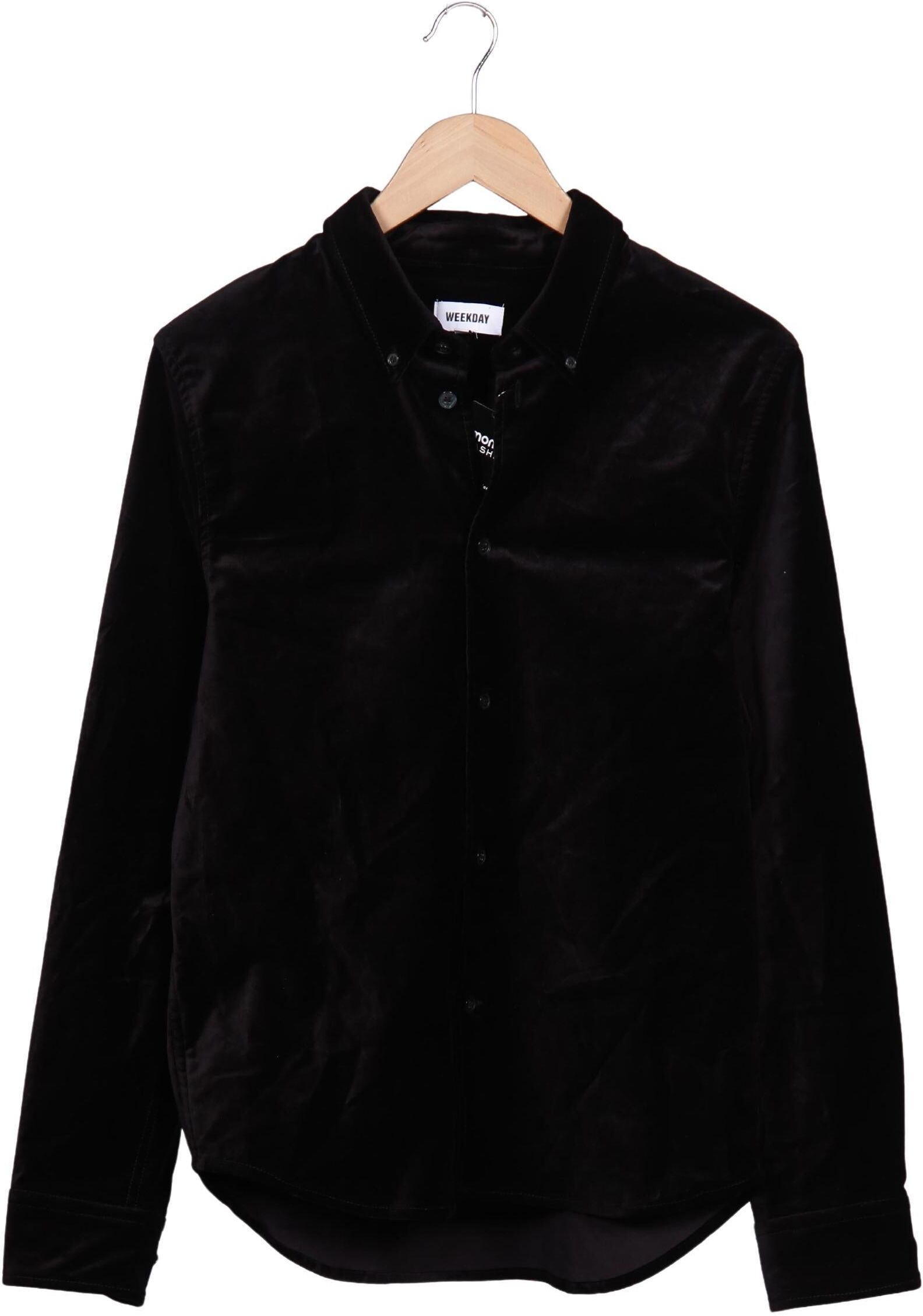 Weekday Herren Hemd, Schwarz, Gr. S, Baumwolle / Viskose / Elasthan - Second Hand