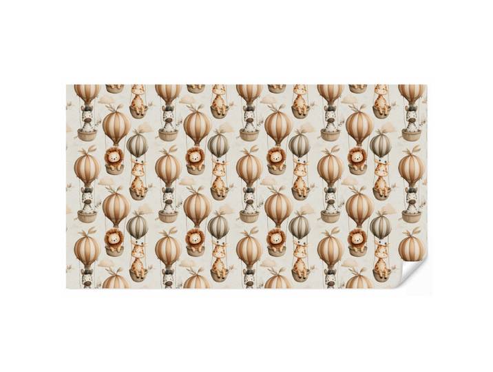 OnlyWow Kindertapete - Safari - Heißluftballons - Taupe - 450x240 cm, Beige, Papier, Rechteckig, 450x240 cm, Tapeten & Wandverkleidungen, Vliestapeten