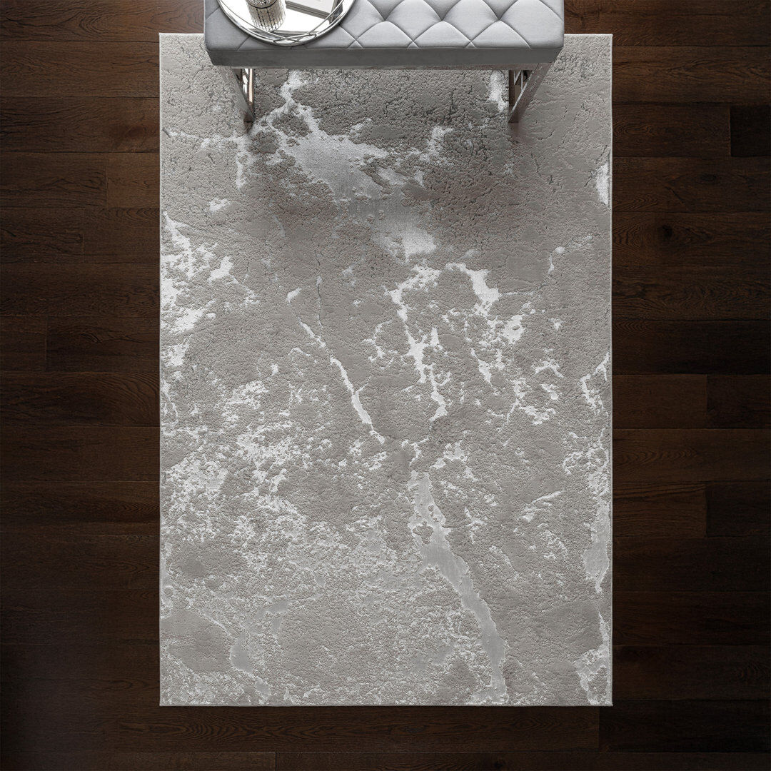 Hykkon Aurora AU03 Solar Metallic Beige/Silver Area Rug Silver;Beige Rectangle 200 x 290cm