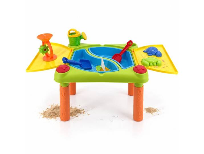 Relaxdays Table d'eau enfants, 2 bacs, couvercle