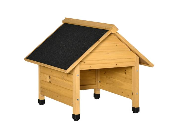 Outsunny Mährobotergarage Tannenholz Gelb, Holz, 76x70x75 cm, Gartenzubehör, Gartenpflege, Rasenmäher