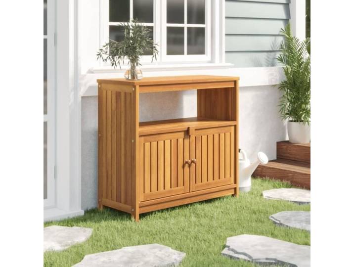Table console de jardin en bois massif d'acacia - AKOZON - Rectangulaire - Blanc - 80x35x75 cm