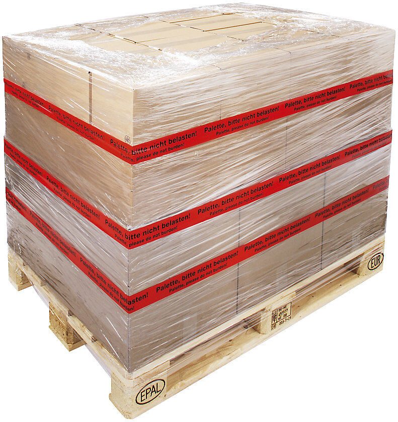 ratioform PVC-Warnklebeband, Aufdruck NICHT STAPELN/DO NOT STACK!, Bandbreite 50 mm, Palette mit VE 1800 Stk