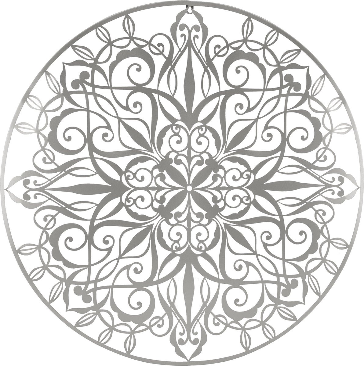Art for the Home Luxe Mandala Wanddecoratie van Metaal in Zilver, Diameter: 80 cm