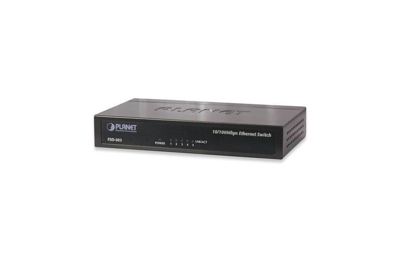 Planet FSD-503 Fast Ethernet Switch (10/100) Volleduplex Wandmontage