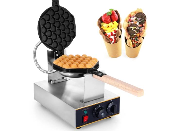 Gaufrier à bulles électrique 1400W, en acier inoxydable, anti-adhésif, Machine rotative à 360 degrés, pour gâteaux/Eggettes/gâteaux/collations