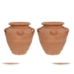 BISCOTTINI INTERNATIONAL ART TRADING Biscottini Set 2 Blumentöpfe für den Innenbereich 16x16x20 cm - Runder Terrakotta-Topf - Blumenkasten für den Außenbereich - Blumentopf für den Balkon