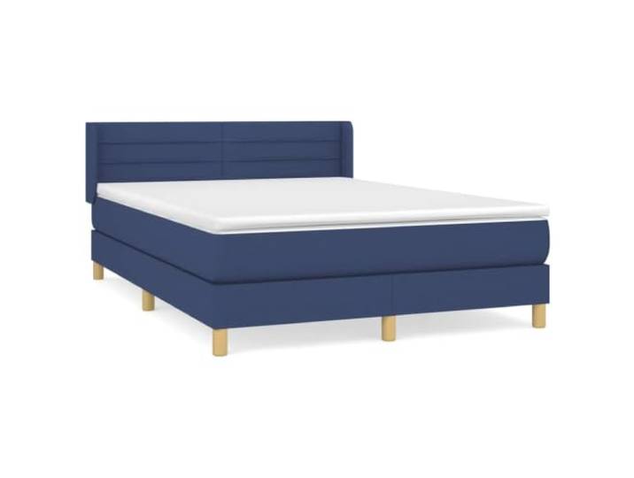 PUGYNBK Boxspringbett, 140 x 190 cm, blauer Stoff Verstellbares Kopfteil, Taschenfederkerne, mittlere Festigkeit, atmungsaktiv, inklusive Handbuch (evtl. nicht in deutscher