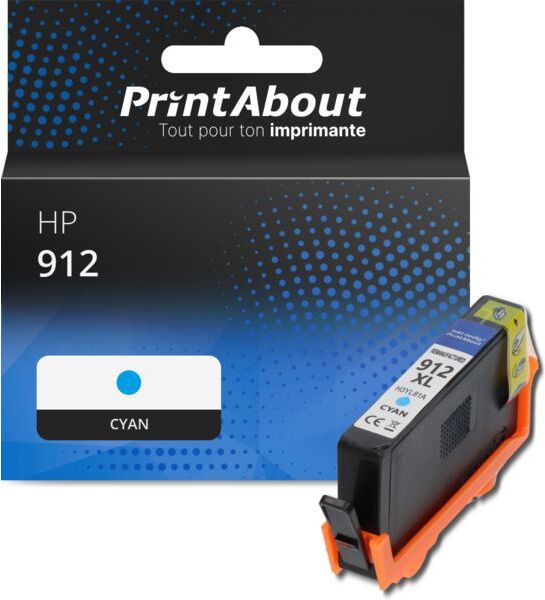 PrintAbout Cartouche compatible HP 912 (3YL77AE) - Cyan Cyan