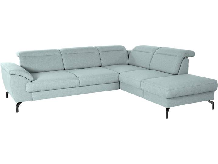Ecksofa, Feinstruktur, Blau (Aqua) 270×235 cm, Ottomane Rechts, Gepolstert, Sitzverstellung, sit&more