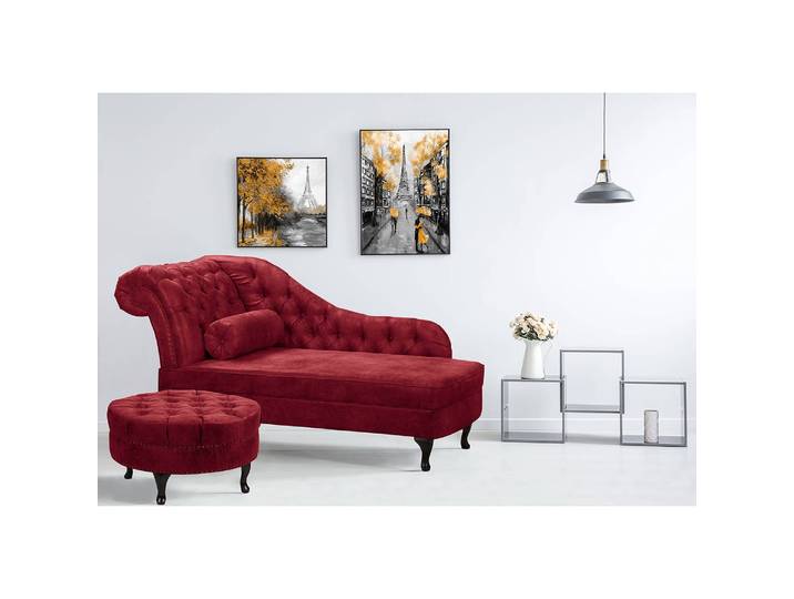 Recamiere Dale Rot Microfaser Rica 185 x 93 x 75cm Armlehne davorstehend links Glamour