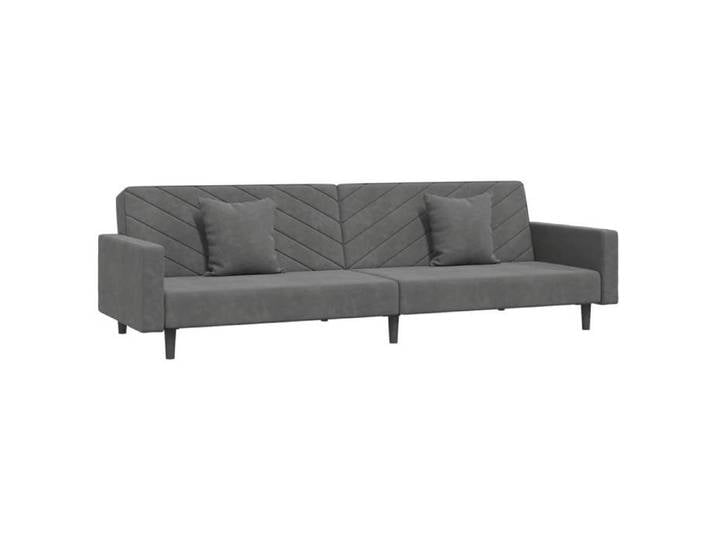 Remise SOFA Convertible/réglable - Gris - Canapé-lit à 2 places - avec deux oreillers - Gris foncé - Velours_fsv77t