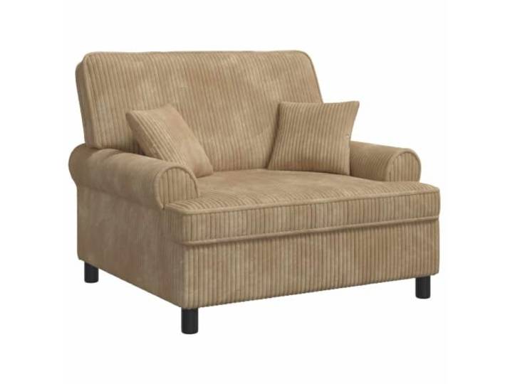 vidaXL XXL-Sessel mit Kissen Beige 1,5 Linien Stoff mit geradlinigem Gewebe aus 100 % Polyester gepolstert