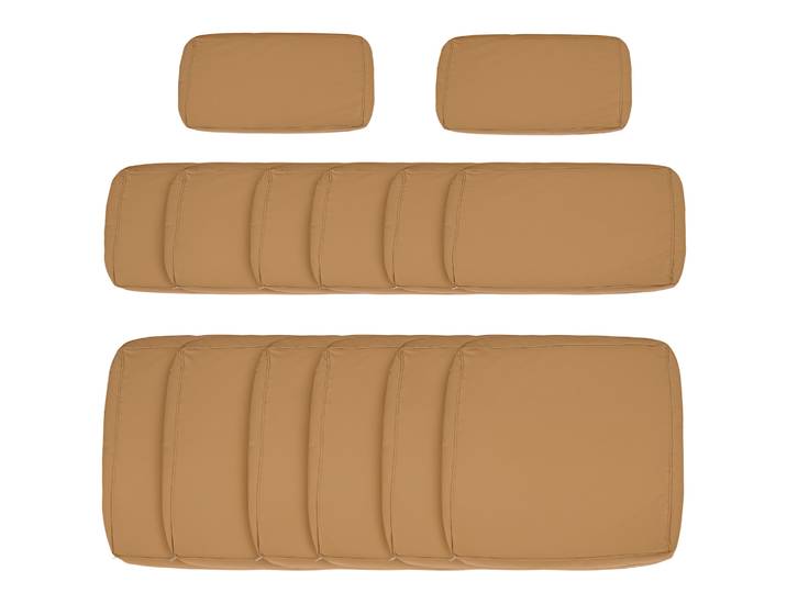 Outsunny Lot de 14 Housses de Rechange Coussins Salon de Jardin - 6 Housses Coussin d'assise, 8 Housses Coussin Dossier - Housses zippées Polyester déperlant Marron