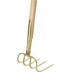 Idealspaten, Gartenhandwerkzeug, Dunghacke 4 Zinken mit Schienenzwinge Siel 135 cm