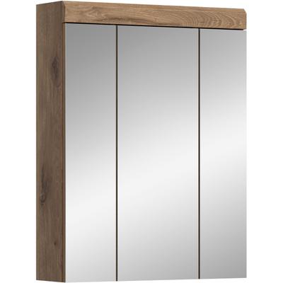 Spiegelschrank WELLTIME "SIENA, Breite 60cm, 3 Spiegeltüren, 9 Fächer, 6 Einlegeböden", braun (nox oak nachbildung, spiegelglas), B:60cm H:79cm T:18cm, Glas, Holzwerkstoff, Schränke, Spiegelschrank, in verschiedenen Farben erhältlich, Badmöbel,...