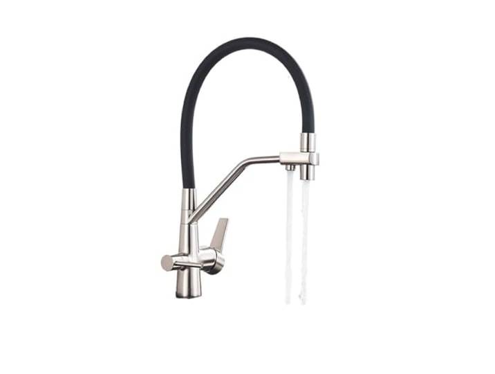 Wasserhahn Küche, Gefilterte Küchenarmaturen, Reinigungs-Küchenarmatur, 360 drehbarer Wasserfilterhahn for die Küche, Drei-Wege-Küchenarmaturen-Hahn(A Brushed Nickel)