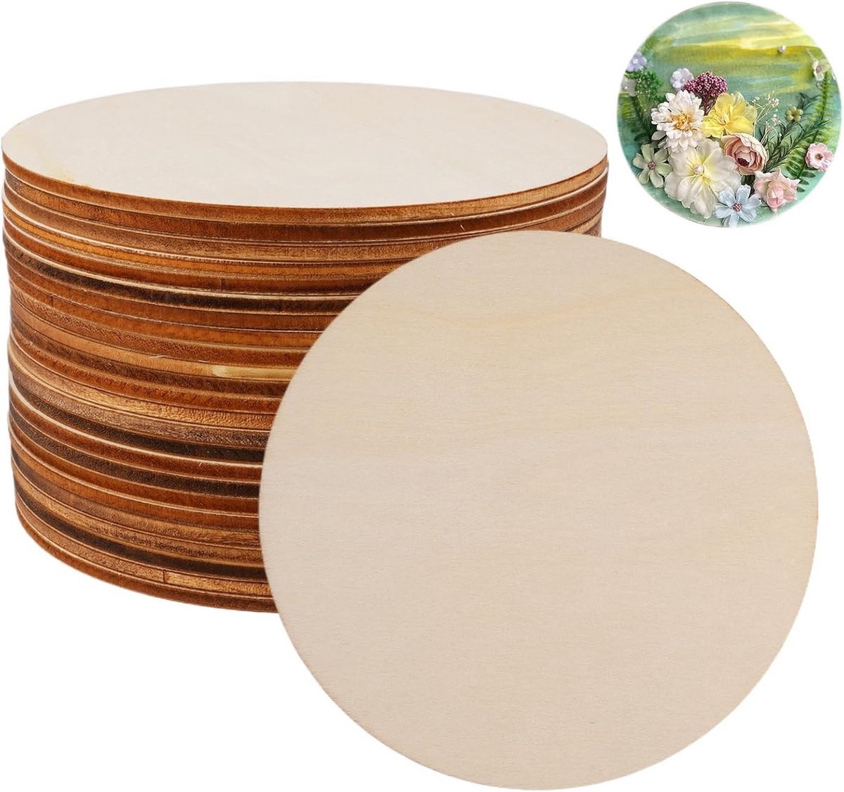 24 Ronde Houten Schijven 10 cm Onbehandeld voor Knutselen en Decoratie