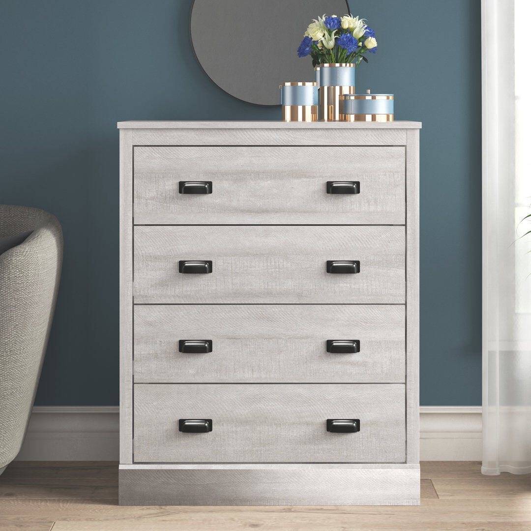 Marlow Home Co. Bristol 4 - Drawer Chest of Drawers Dusty Gray Oak 91.5cm H X 72.5cm W X 40.8cm D