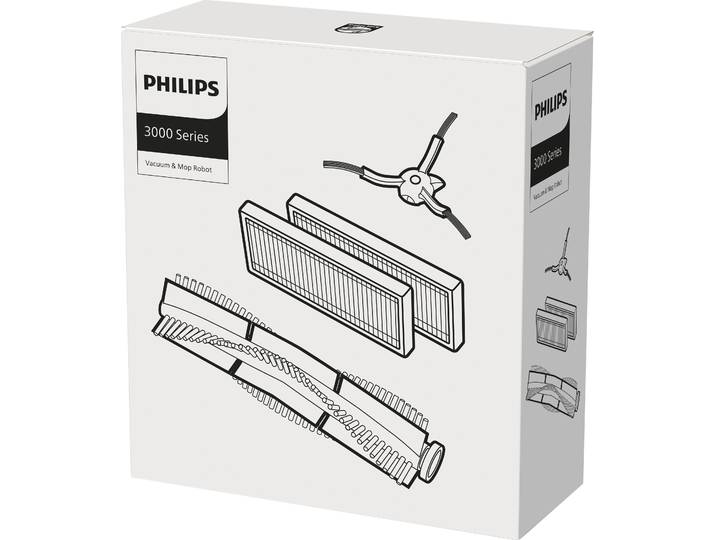 PHILIPS Bodenwischer-Set XV1433/00 , bunt, B:18cm H:7cm L:17cm, Reinigungs-Sets, für Saugroboter XU3000/02, XU3110/02 mit 2x Filter, 1x Seitenbürsten, Bodenwischer-Set