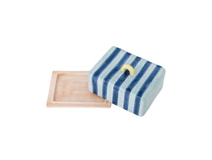 Butterdose Eleni – Handbemaltes Streifendesign mit glänzender Glasur - Bunt - Luxusbetten24