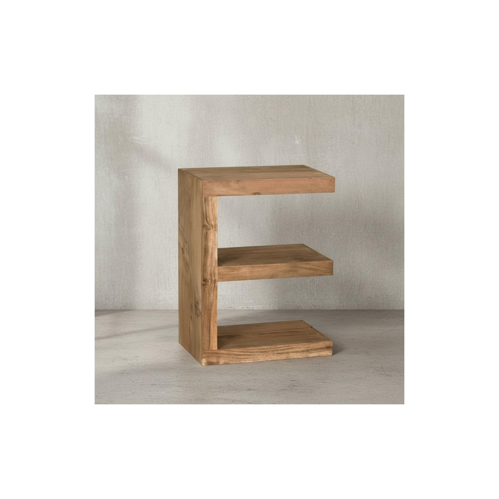 KADIMA DESIGN Beistelltisch "E" Cube NAKO: Akazienholz, E-Konstruktion, 45x30 cm, 60 cm Höhe, handgefertigt.