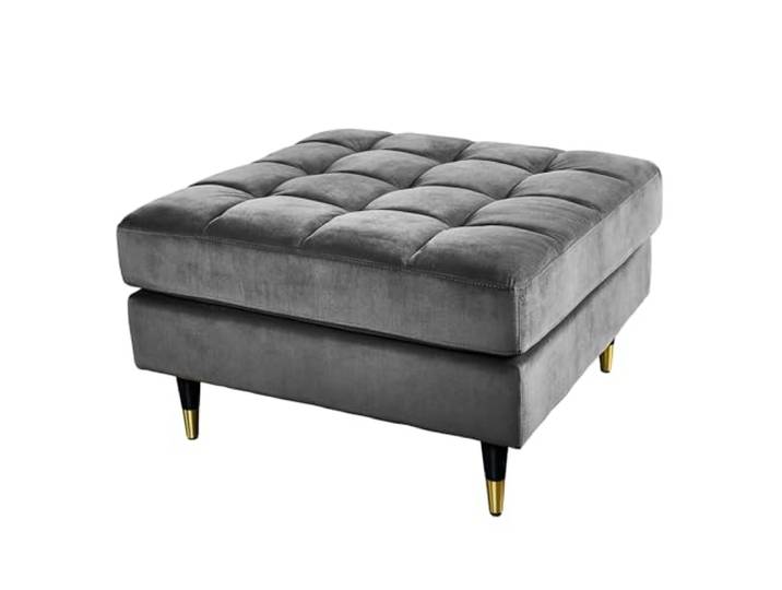 Riess Ambiente Hocker Cozy Velvet 80cm - grau - Samt Taschenfederkern Sitzmöbel, Taschenfederkern-Komfort, hohe Belastbarkeit, hochwertiger Samtbezug
