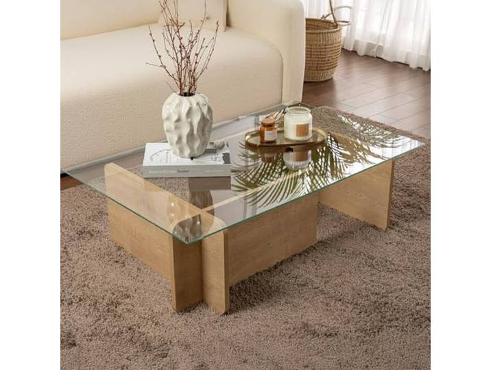 Dmora Couchtisch Itri 105x65x30h cm Braun, mit Zeitungsablage